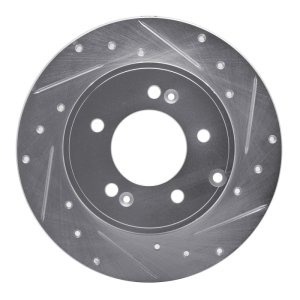 Hyundai Tucson Brake Rotor (1) - Rear Right - R1 Concepts - Drilled & Slotted - Silver - `05-`20